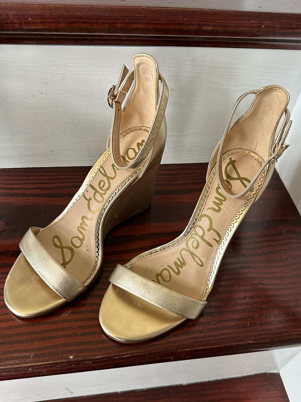 Sam Edelman Metallic Gold strap Wedge Sandals